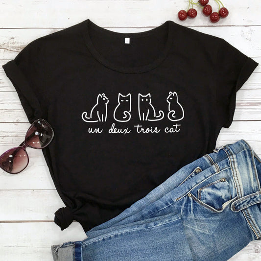 Four Cats Pattern Printed T-shirt