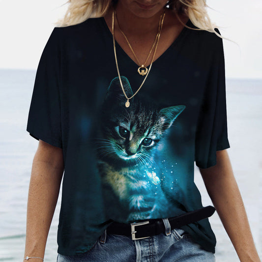 Cat Round Neck T-shirt